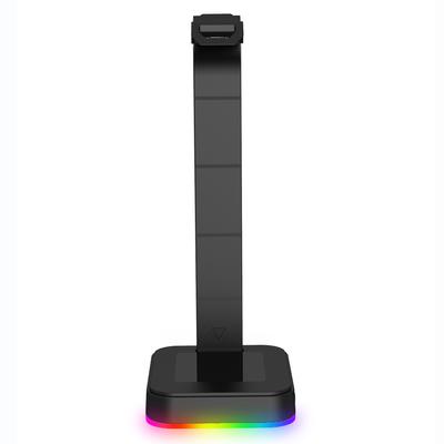 RGB Игровая подставка для наушников Держатель для гарнитуры Вешалка Стойка с портом для зарядки Устойчивое основание для всех накладных наушников Черный