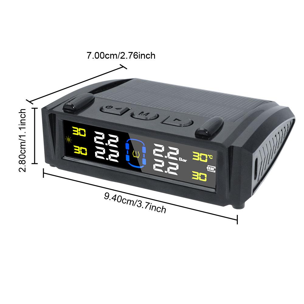 Digital LCD Display Tire Pressure Monitoring System Temperature Warning USB / Solar Power Car TPMS 0-6Bar Waterproof