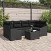 VidaXL 7-piece Garden Sofa Set with Cushions In Black Poly Rattan 3346623