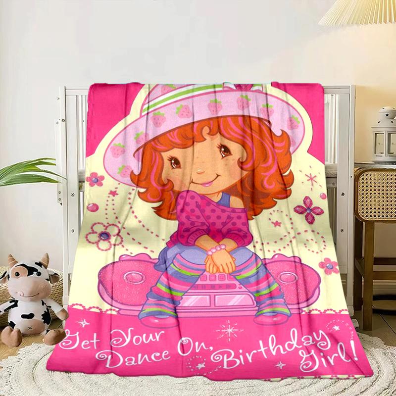 Strawberry Hat And Cat Blanket Flannel Blanket for bed, sofa, Camping, Hiking, Picnic Essentials, gift for family Fan gifts