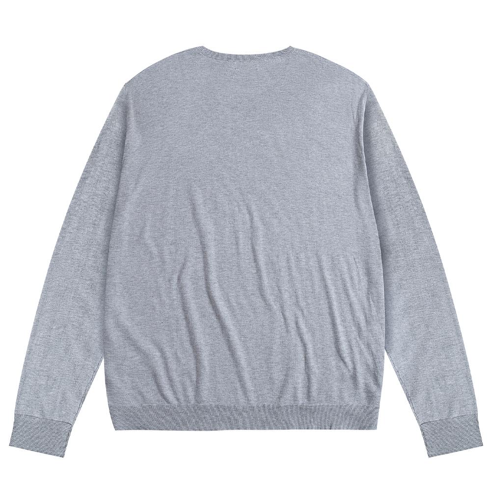 Polo Ralph Lauren FW23 Трикотажный свитер с вышивкой логотипа Pony, с круглым вырезом и длинными рукавами, женский, серый 211737541-002