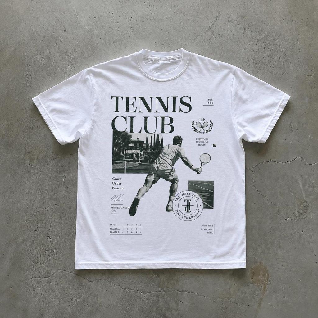 Vintage Tennis Club Quiet Luxury Graphic T-Shirt | Country Club Aesthetic