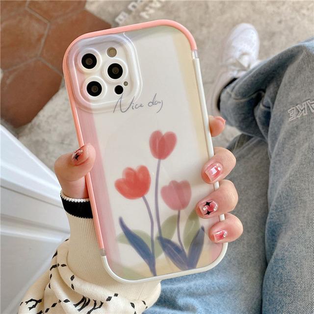 Чехол для телефона Ins с акварельным цветком тюльпана для Iphone 13 Pro Max 12 11 7 8 Plus Xr Xs Max Fundas, противоударный защитный чехол