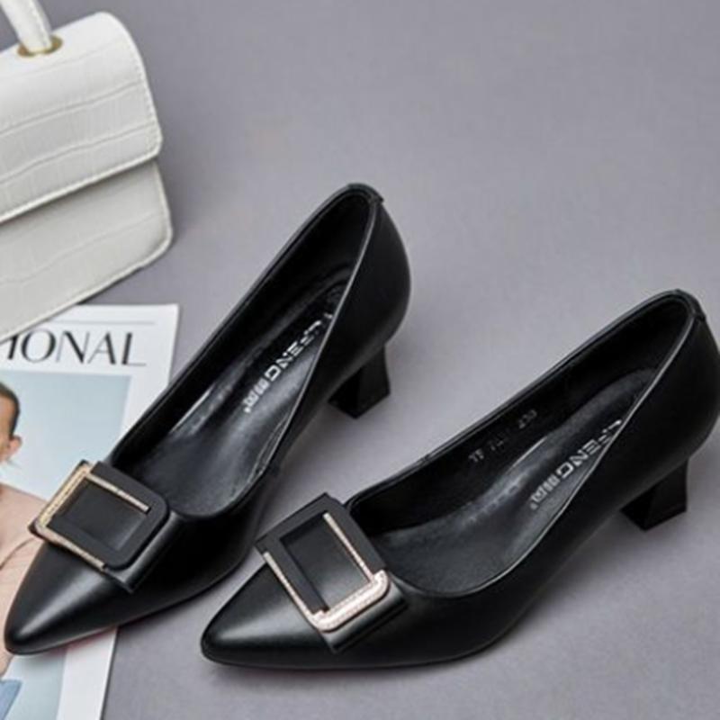 Zapatos de mujer женские модные бежевые высококачественные весенние туфли на квадратном каблуке женские повседневные черные туфли-лодочки для офиса ba184