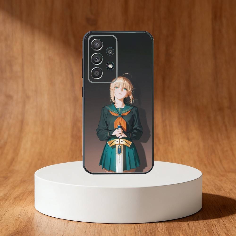Чехол для телефона Аниме C-Cool F-Fate S-Saber Для Samsung S25, S24, S21, S22, S23, S30, Ultra, S20, Plus, Fe, Note, 10, 9, 5G Черный