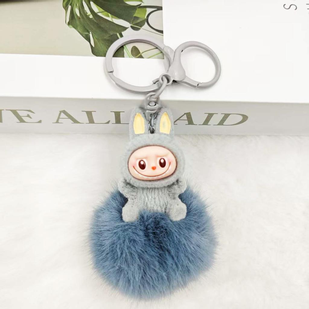 Flocking Fur Ball Keychain Pendant, Car Pendant, Girl Backpack Pendant.