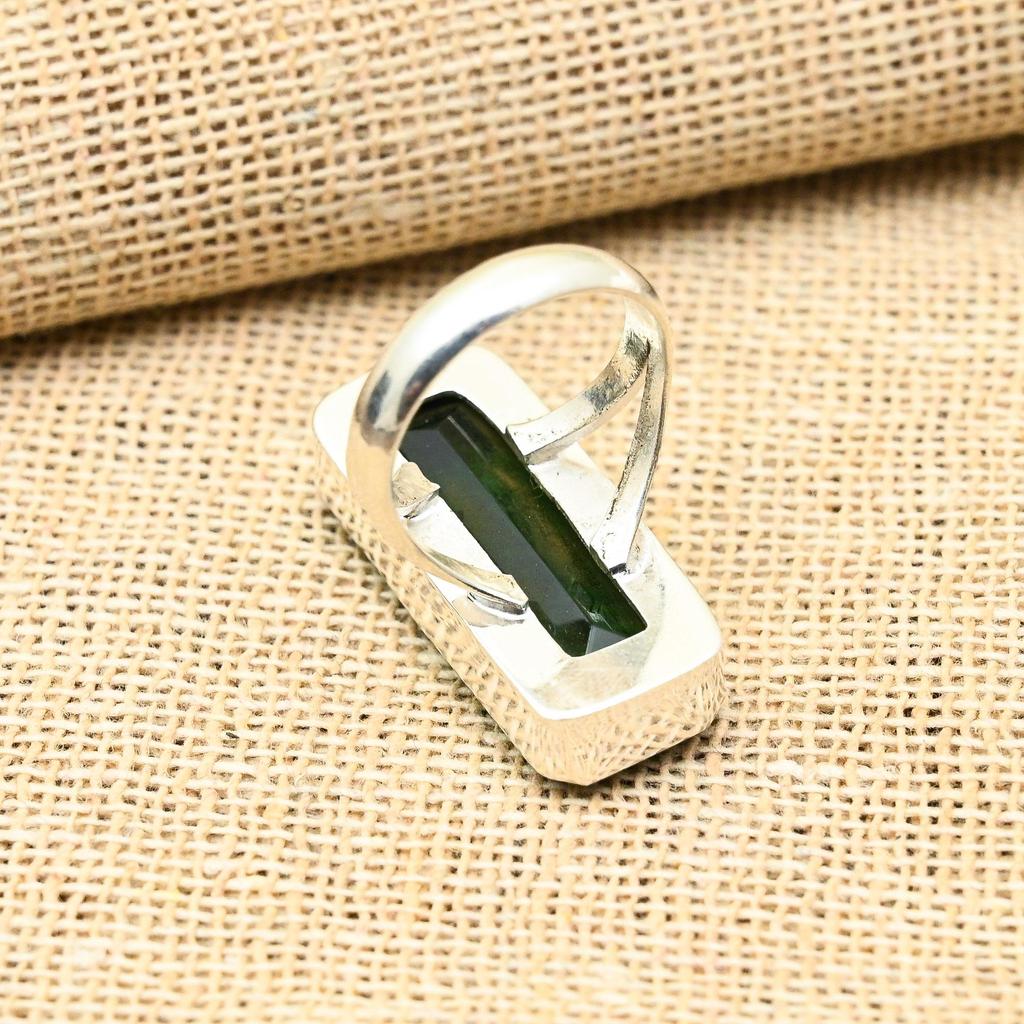Ювелирное кольцо из стерлингового серебра 925 пробы с хром-диопсидом ручной работы для женщин