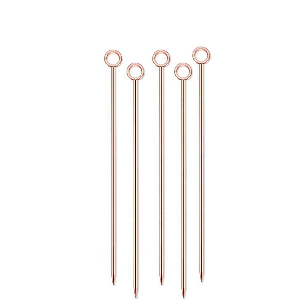 5Pcs Stainless Steel Cocktail Sticks Fruit Sticks Reusable Drink Picks Toothpicks for Drinks