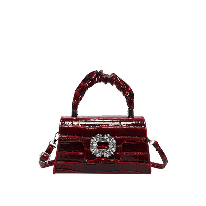 Stone Pattern Handbag Fashionable Small Square Bag Texture Pu Shoulder Bag Niche Versatile Messenger Bag