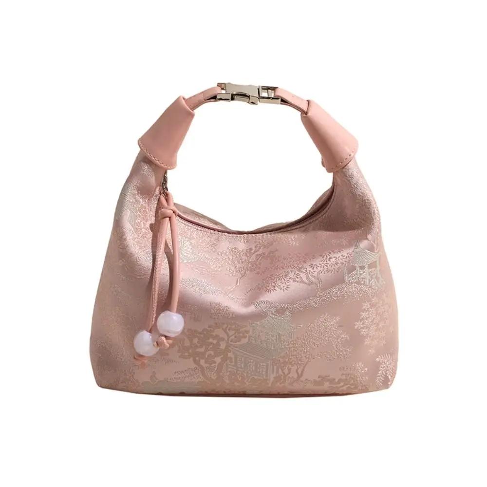 Fashion Embroidered Chinese Canvas Zipper Pea Purses Luxury Adjustable Cheongsam Bag Women