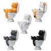 Resin Cat On Toilet Landscaping Ornaments Cartoon Animal Figurine for Home Decorations Desktop Mini Garden Accessories