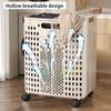 Clothes Laundry Basket with Wheels Large Capacity Foldable Design Wheeled Hamper Storage Basket with Handle