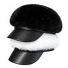 Adjustable Newsboy Cap Faux Mink Fur Navy Hat Vintage Style Faux Fur Hat  Winter Daily