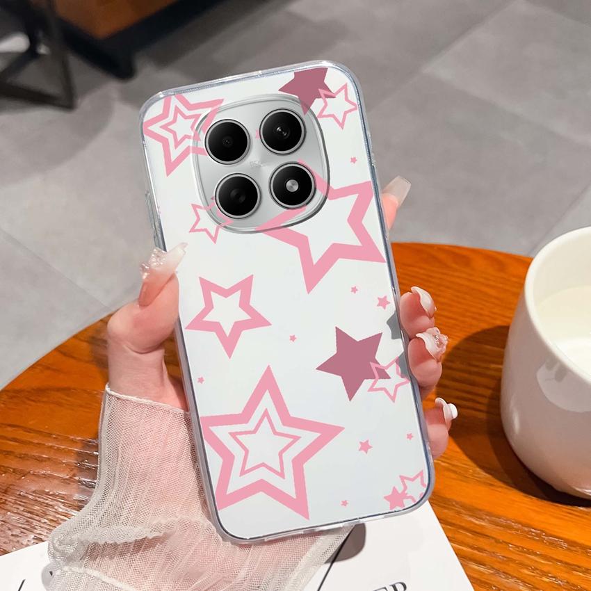 Подходит для Redmi Note 15 14 Pro 14S 15 15C A5 A1 Популярный Креативный Чехол для Телефона с Буквами и Узорами Прозрачный Силиконовый Нескользящий Чехол для Корпуса Redmi