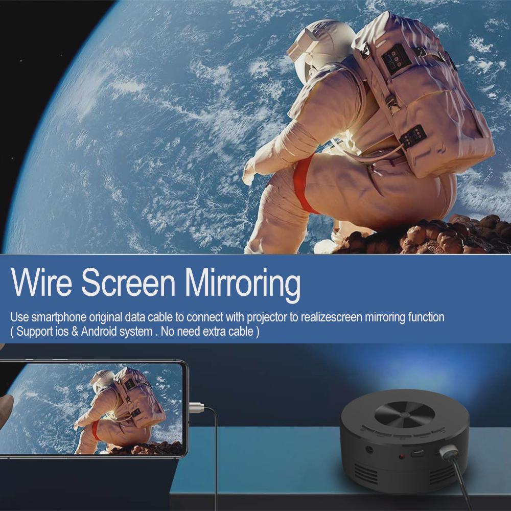 1080P Mini LED Mobile Projector Home Theater Video Media Player Outdoor Cinema Wired Same Screen Projector For Iphone Android