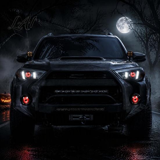 Devil Eye Headlight Projector Dynamic Projection Car Light Demon Synchronized RGB Animation Lamps Universal Vehicle Kit 6/33 Mode Remote Control