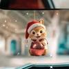 Акриловая фигурка белки в шапке Санты 2D украшение для рождественской елки праздничный подвесной декор для автомобиля дома