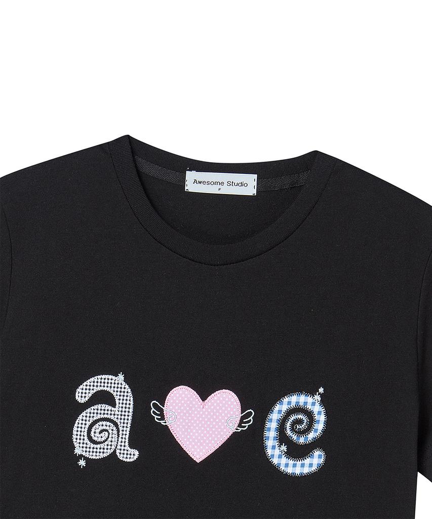AWESOME STUDIO Kitsch Patchwork T-Shirt Black