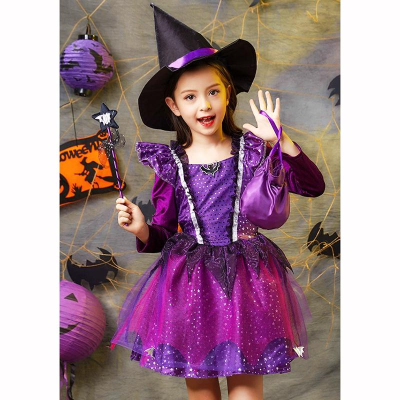 Девочки Хэллоуин Косплей Шляпа Волшебная Палочка Конфеты Дети Дети Платье Девочка Карнавальная Вечеринка Выступление