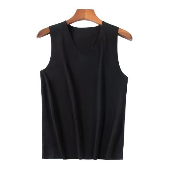Men Winter Seamless Thermal Vest V-neck Sleeveless Thermal Underwear Thickened Elastic Slim Fit Bottoming Shirt Thermal Tops
