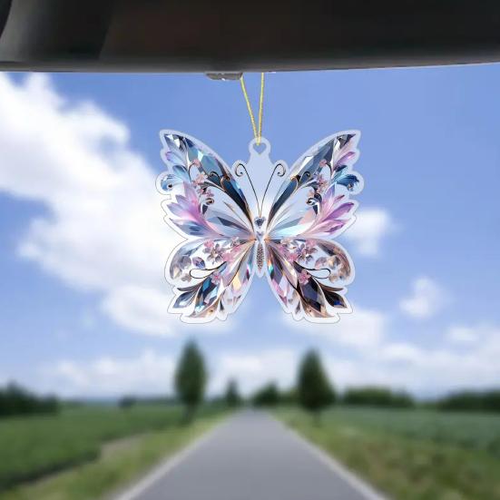 Красочные бабочки Акриловый кулон переливающийся 2D бабочка украшение подвесной орнамент для зеркала заднего вида автомобиля Декор для окна дома