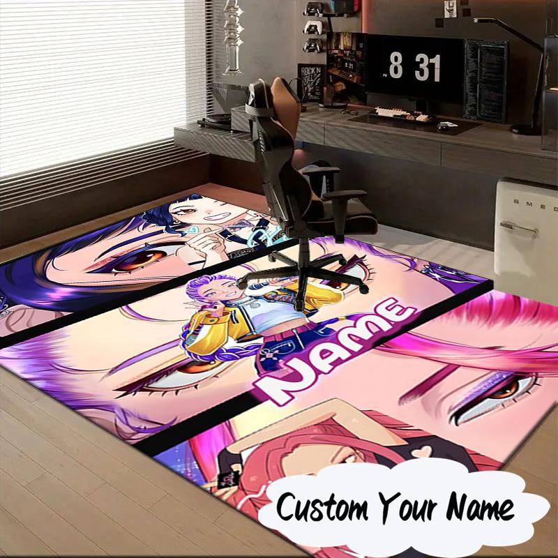 Custom Name Vibrant Anime KPop Carpet, Chair Rug,Area Rug for Office Bedroom living rooms bedroom, Doormat decor Christmas fan gifts