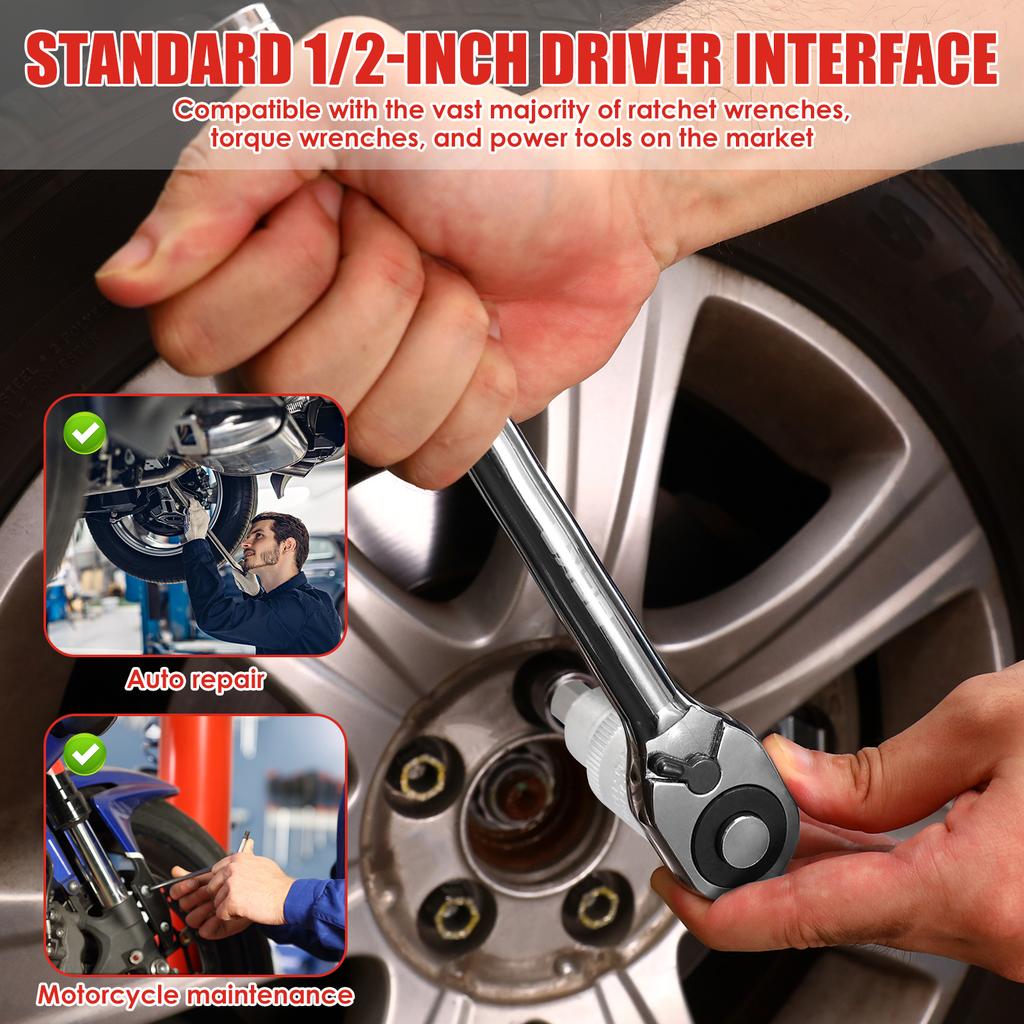 Набор торцевых головок с шестигранными битами 1/2 дюйма, 12 шт., стальной набор торцевых головок Аллена с кейсом для хранения, от 5 мм до 22 мм, для большинства трещоточных отверток