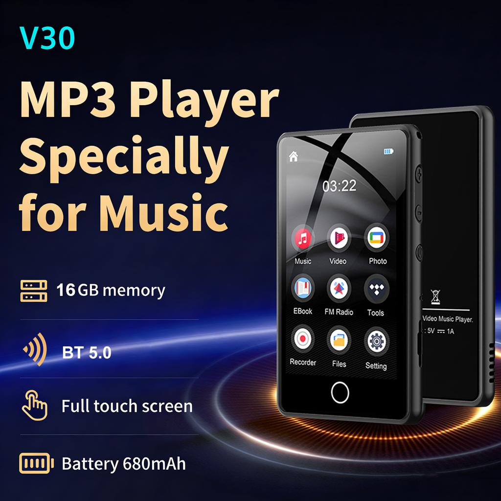 Студенческий MP3-плеер поддерживает карты TF объемом до 512 ГБ (Не включено) Без Wi-Fi, Без Игр, Диктофон, FM-радио, MP3, Длительное время работы от аккумулятора