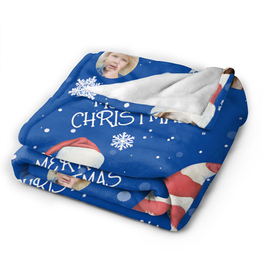 Funny Family Photos Merry Christmas Blankets Flannel Novelty Warm Throw Blanket for Chair Covering Sofa Summer Personalized Gift