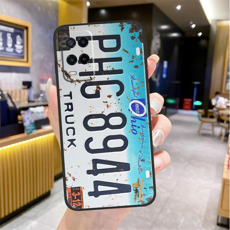 Retro Funny License Plate Case For Oppo A96 A76 A16 A17 A18 A60 A80 A40 A38 A58 A78 A98 A94 A74 A54 A15 A57 A77 A5 Pro