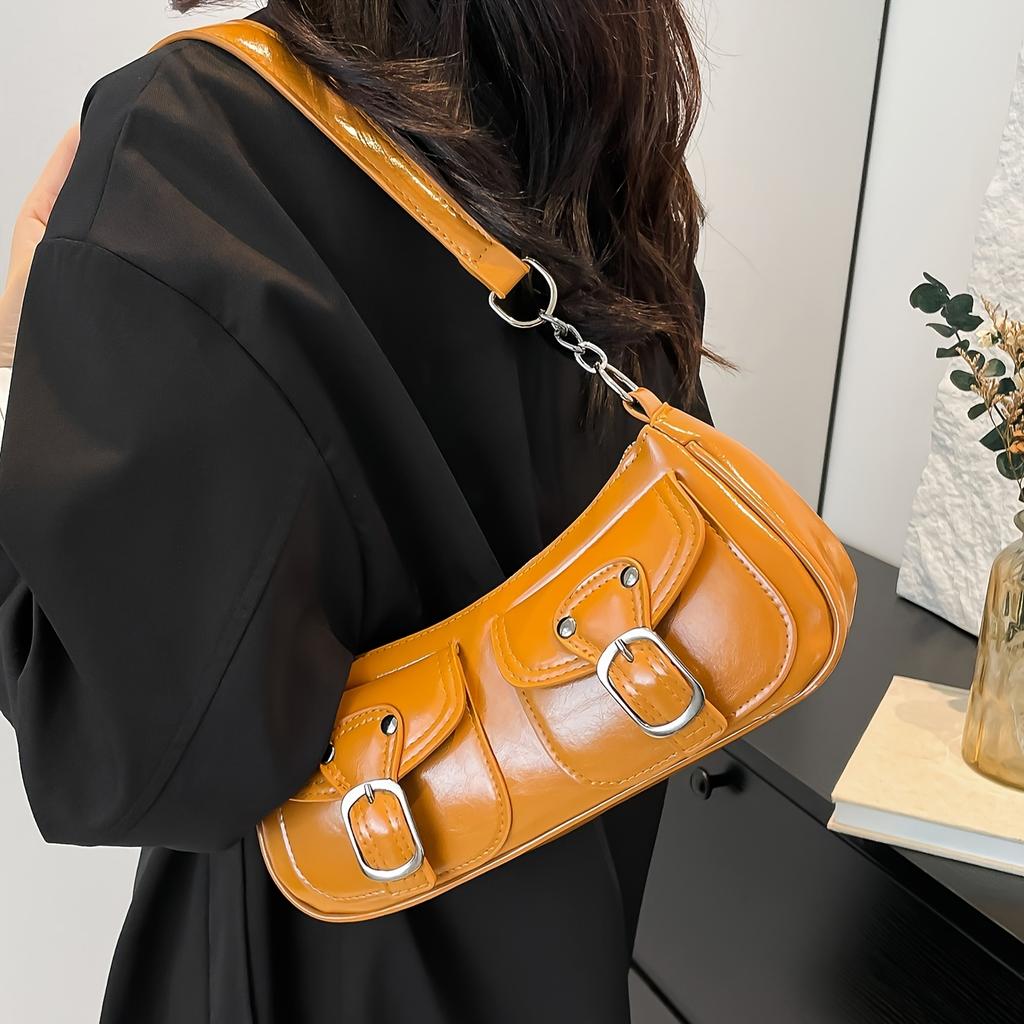 Стильная женская сумка кроссбоди Элегантная черная стимпанк наплечная сумка Застежка-молния и декоративные пряжки Модный аксессуар Сумка кроссбоди