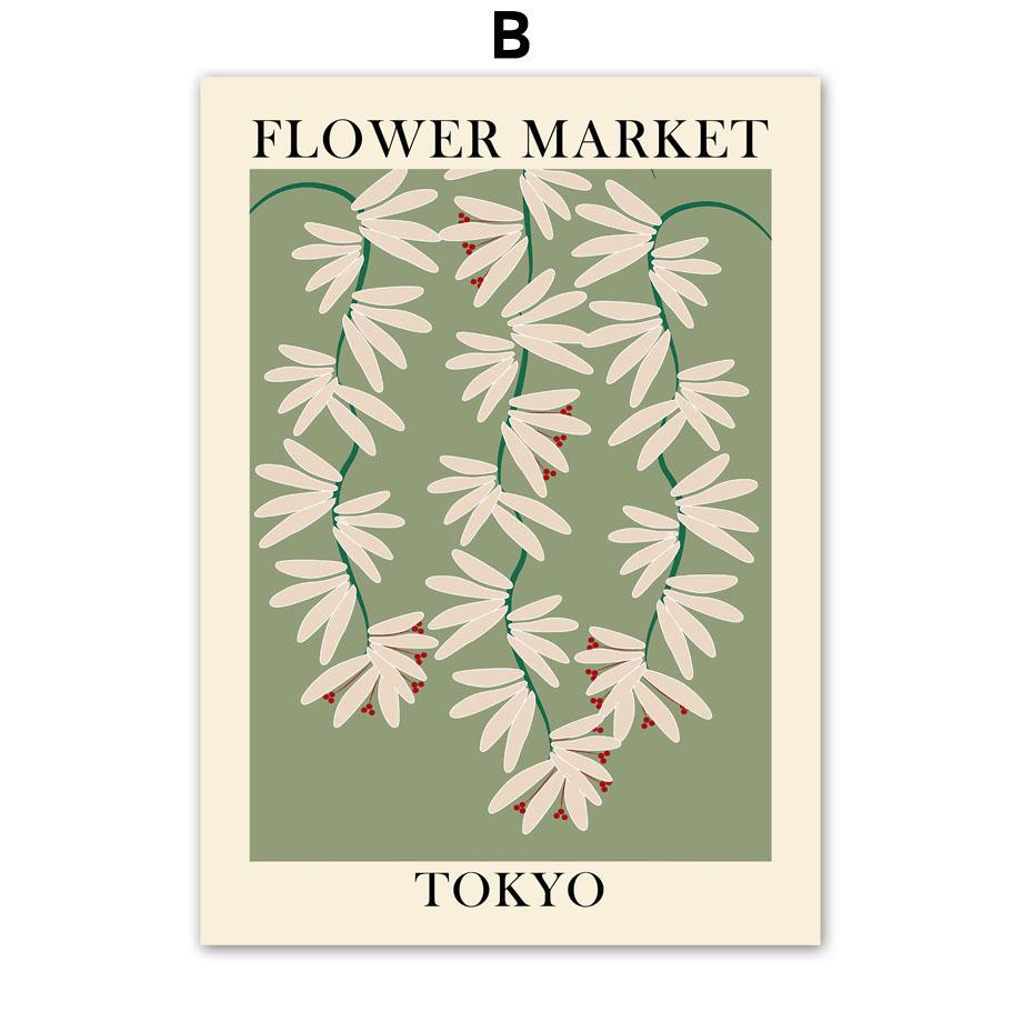 Абстрактное цветочное рыночное винтажное минималистское настенное искусство, плакаты на скандинавскую тему, живопись на холсте и принты, настенные панно для декора гостиной