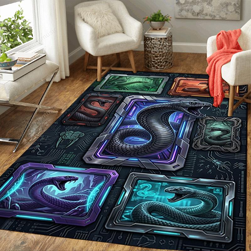 Snake Digital Art Compilation Pattern Rug Floor Mat for Living Room or Bedroom Soft and Comfortable Carpet a Gift for Birthday and Holiday.