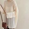Women's Knitted Sweaters Lady Hollow Out Thin Pullover Fashion Lantern Sleeve Sun Protection Loose Top Smock Female