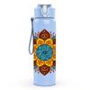 1PC Brown Orange Mandala Pattern 750ml Color Plastic Sports Water Bottle Leakproof Flip Straw Lid Suitable for Sports Office Home Use
