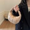 Niche Versatile Pleated Plaid Cloud Bag Underarm Bag 2025 New Cotton Clothing Bag Fashionable and Simple Bubble Handbag