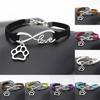 Women Unisex Stylish Paw Pendant Infinity Love Faux Leather Handmade Bracelet