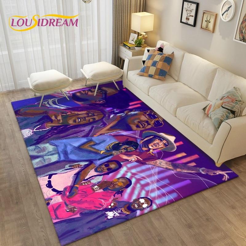 Ковер в стиле хип-хоп, музыкальная звезда, рэпер, ковер для гостиной, спальни, прикроватный декоративный коврик, коврик для кухни, ванной комнаты, нескользящий напольный коврик, подарок