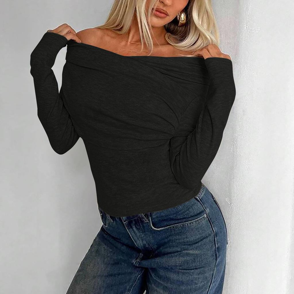 Женские рубашки с длинным рукавом, модные модели с открытыми плечами, укороченные топы, многослойные, облегающие топы