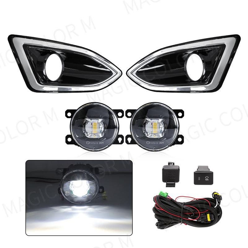 LED Fog Lamps For Ford Edge 2015 2016 2017 2018 DRL Daytime Running Lights Angel Eyes Halogen Auto Headlight Car Accessories 12V
