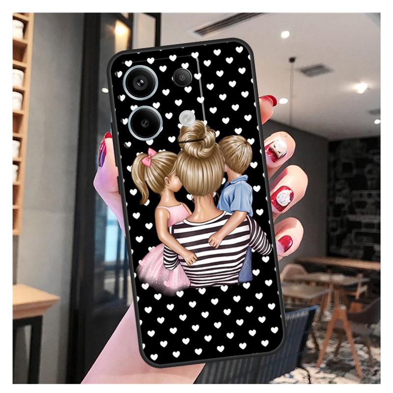 Красивый чехол для мамы, дочки и сына для Xiaomi Redmi Note 13 Pro 12 11 9 10 12S 11S 10S 9S Redmi 13 12 10C 12C 13C чехол