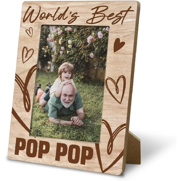 Grandpa Birthday Gift, “I Love My Grandpa, 4x6 Inch Rustic Wooden Picture Frame Tabletop Display, Heartfelt Gift for Grandparent's Day, Birthday,