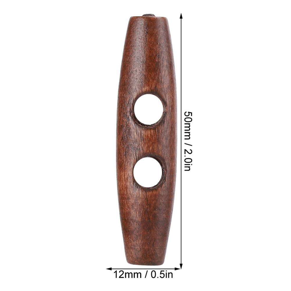 50Pcs 2.0x0.5in 2 Holes Buttons Olive Shape Sewing Buttons Wood Toggle Buttons DIY Clothing