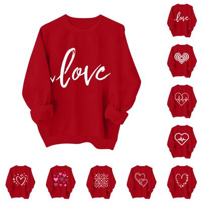 Женский модный повседневный пуловер с длинными рукавами и принтом сердец ко Дню святого Валентина