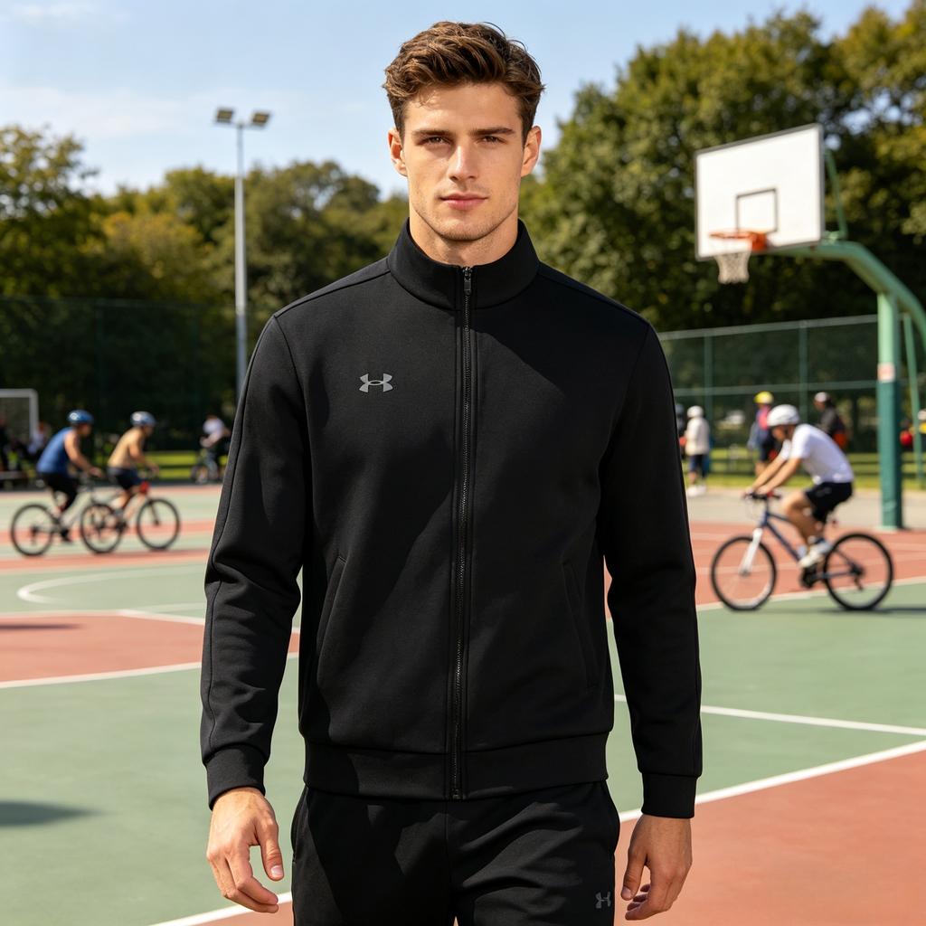 Under Armour Повседневная Минималистичная Универсальная Деловая Мода Спортивная Фитнес Путешествия Куртка на Молнии Унисекс куртки Черный 26500405-001