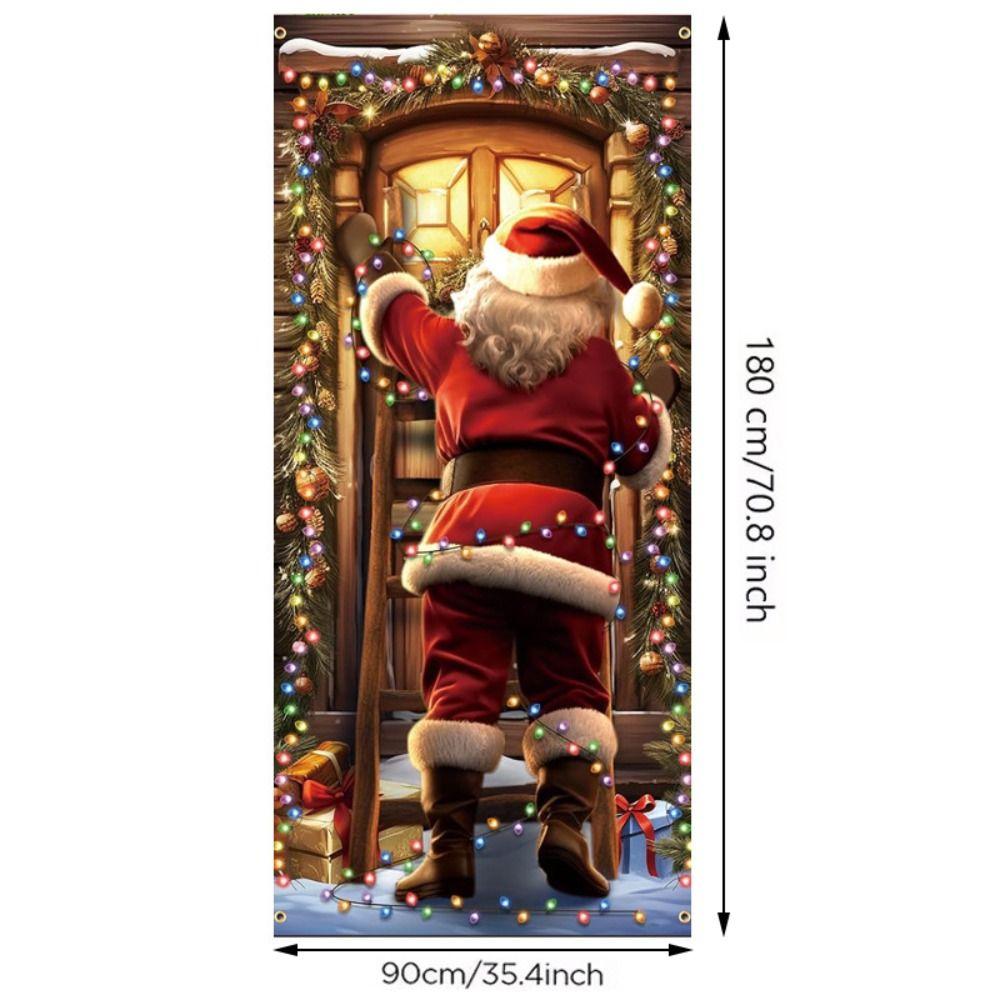 Background Christmas Door Cover Door Hanging Fabric Flag Cute Door Banner Christmas