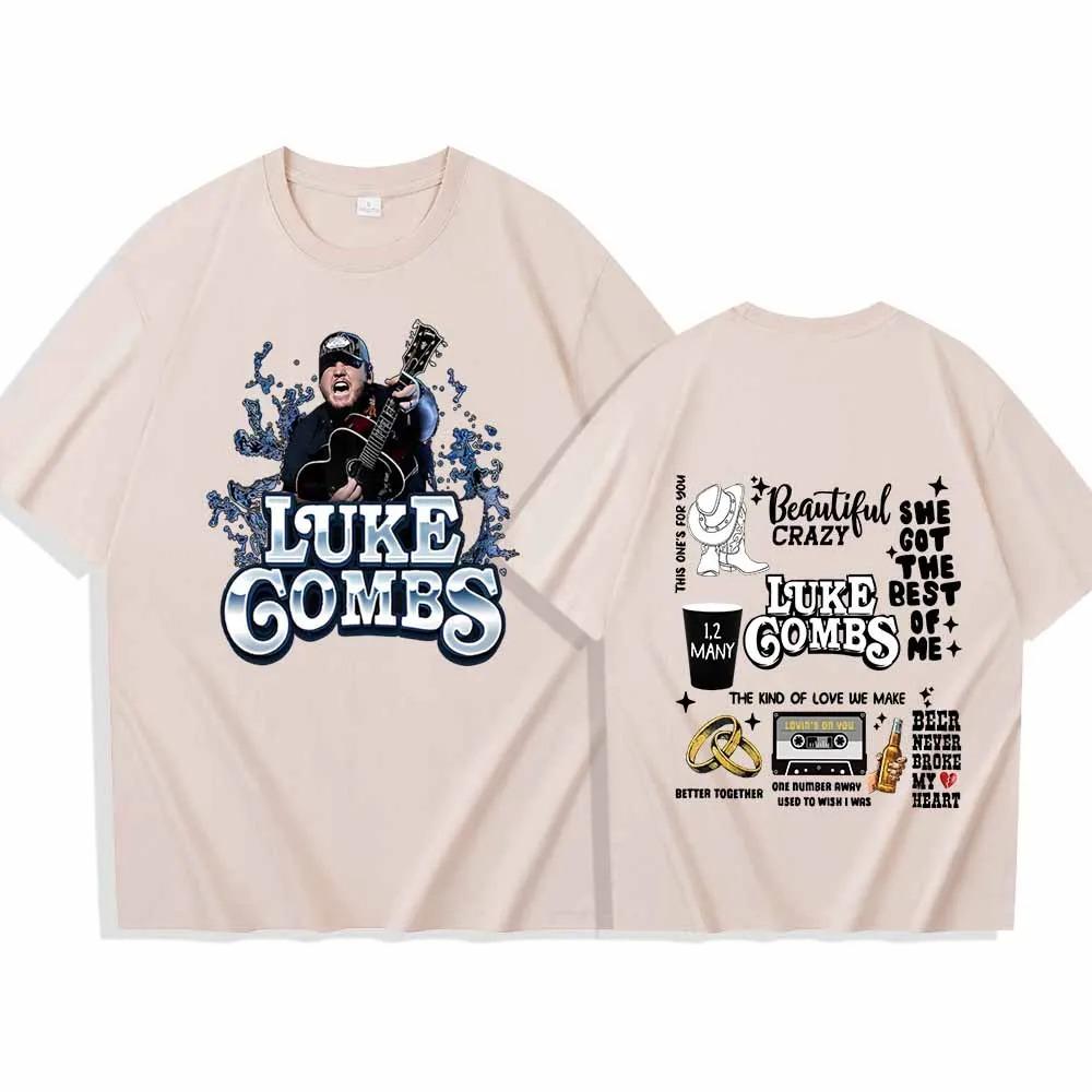 Футболка Luke Combs 2026 Мужская Женская Харадзюку Круглый вырез Летняя Повседневная Рубашка Y2k Короткие рукава Классический Уличный Стиль Модная Хлопок