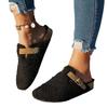 Fashion Women Slippers Mules Fur Women Shoes Winter New Buckle Flats Platform Walking Plush Ladies Slides Casual Warm Indoor Boots Women