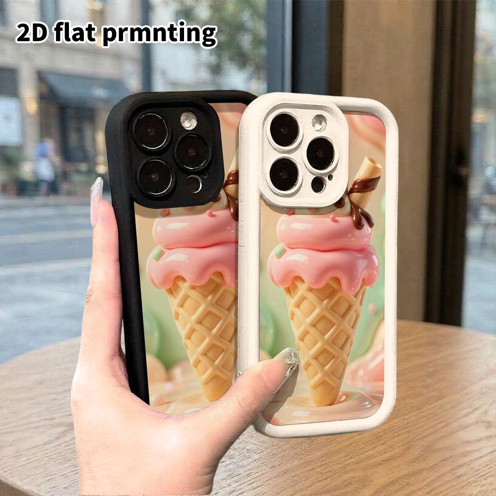 Чехол для телефона: 2D плоский дизайн, подходит для защитного чехла iPhone 18 17 16 15 14 13Pro, рожок для мороженого, идеальный подарок на Рождество и Хэллоуин