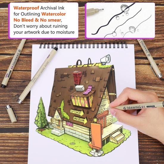 12 шт. ручек для рисования, набор микроручек для рисования, водостойкие пигментные чернила, гладкий нейлоновый наконечник, неразмазывающиеся ручки для художников